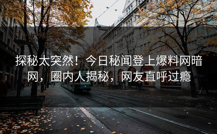 探秘太突然！今日秘闻登上爆料网暗网，圈内人揭秘，网友直呼过瘾