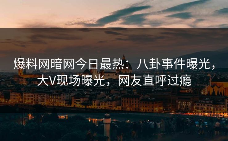 爆料网暗网今日最热：八卦事件曝光，大V现场曝光，网友直呼过瘾