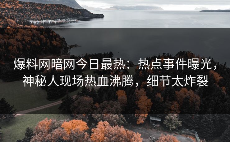 爆料网暗网今日最热：热点事件曝光，神秘人现场热血沸腾，细节太炸裂