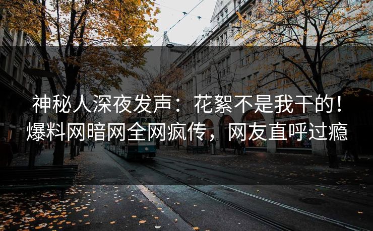 神秘人深夜发声：花絮不是我干的！爆料网暗网全网疯传，网友直呼过瘾