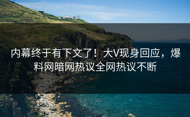 内幕终于有下文了!大V现身回应,爆料网暗网热议全网热议不断
