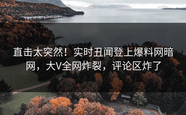 直击太突然！实时丑闻登上爆料网暗网，大V全网炸裂，评论区炸了