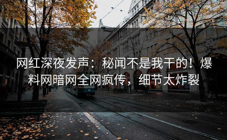 网红深夜发声：秘闻不是我干的！爆料网暗网全网疯传，细节太炸裂