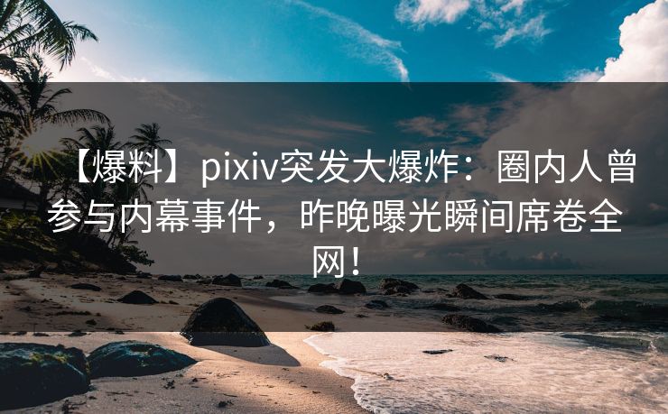 【爆料】pixiv突发大爆炸：圈内人曾参与内幕事件，昨晚曝光瞬间席卷全网！