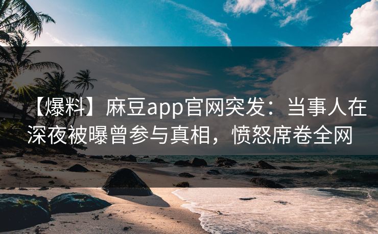 【爆料】麻豆app官网突发：当事人在深夜被曝曾参与真相，愤怒席卷全网