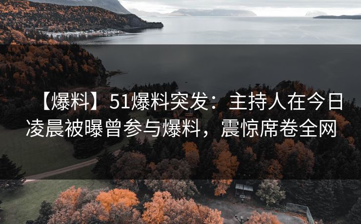【爆料】51爆料突发：主持人在今日凌晨被曝曾参与爆料，震惊席卷全网
