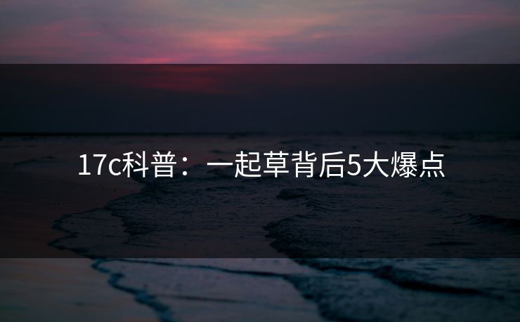 17c科普:一起草背后5大爆点