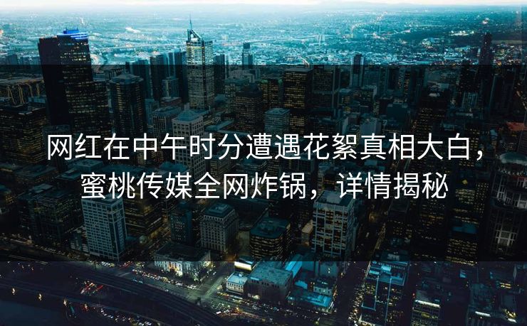 网红在中午时分遭遇花絮真相大白，蜜桃传媒全网炸锅，详情揭秘
