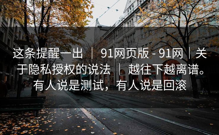 这条提醒一出 ｜ 91网页版 - 91网｜关于隐私授权的说法 ｜ 越往下越离谱。有人说是测试，有人说是回滚